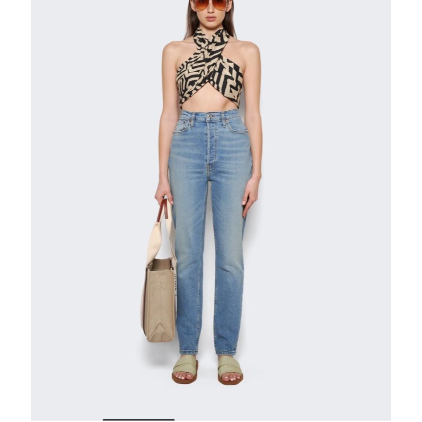Johanna Ortiz Unique Places Crop Top Black & Beige Cotton Size 0 New With Tags — image 3 of 8